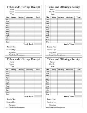 great  tax purposes  printable tithe receipt tracks  year