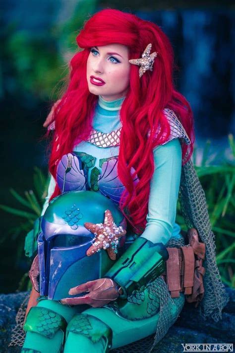 the little mermaid gets slave leia and boba fett mashup cosplay mashups crossovers