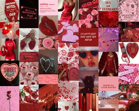 love aesthetic red wall collage set  imagenes etsy