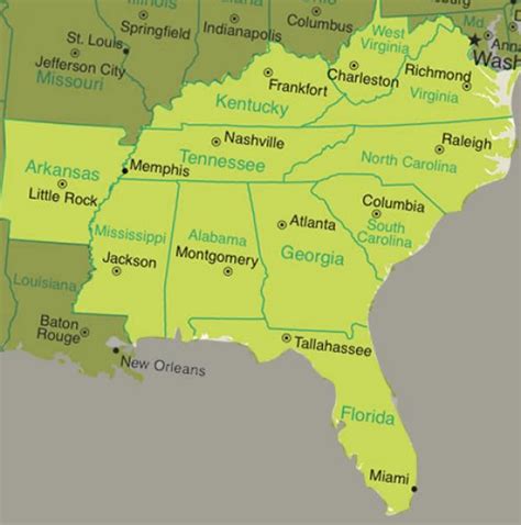 map  southeast states