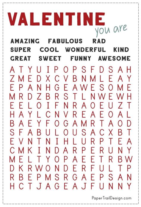 valentine word search  shown   words    red  green