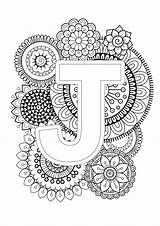 Coloring Pages Letter Adults Mandala Mindfulness Alphabet Abstract Cool sketch template