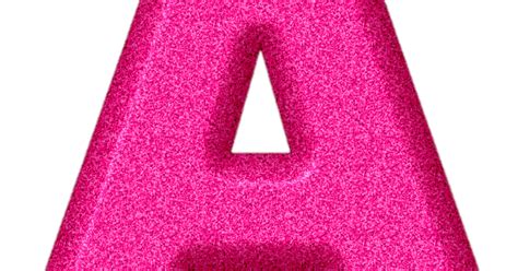 A Pink Glitter Letter On A White Background