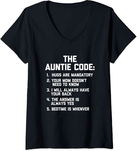 womens funny aunt shirt the auntie code t shirt funny niece nephew v