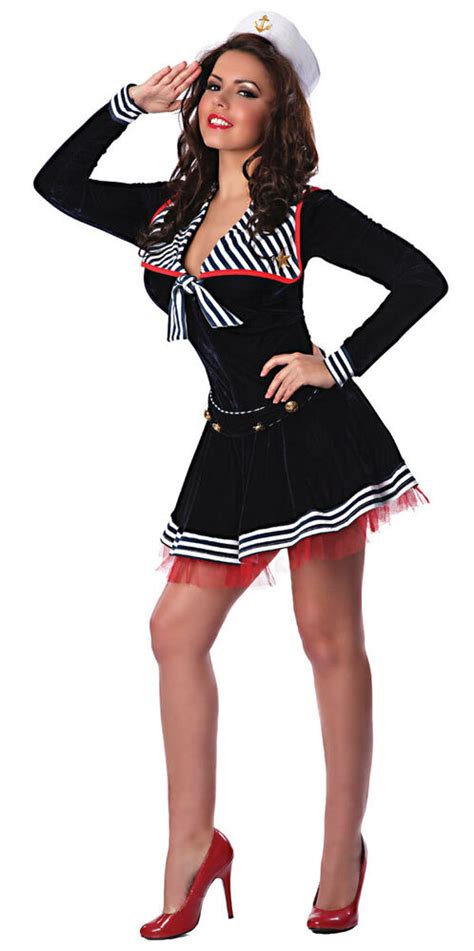 pin up sailor girl usa navy black retro dress up halloween sexy adult costume ebay