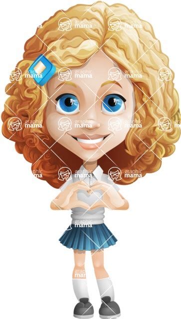 Little Blonde Girl With Curly Hair Cartoon Vector Character 112