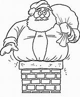 Santa Coloring Pages Chimney Down Kids sketch template