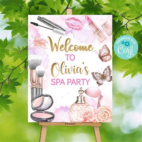spa  sign makeup party sign spa birthday party etsy
