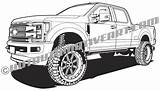 Ford Truck Lifted 250 4x4 Clip Vector Trucks Coloring Pages Pickup Printable Line sketch template