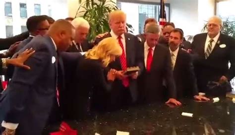 video shows prosperity preachers kenneth copeland paula white laying hands  donald trump