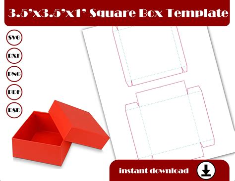 square box template   gift box svg dxf  psd png etsy box