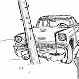 Crash Sketch Car Accident Drawings Side Sketches Chevy Paintingvalley 1957 sketch template
