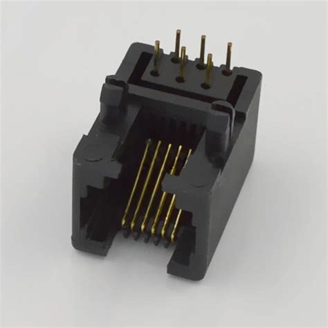 pcs rj socket  pin telephone interface telephone connector plug socket  pc black