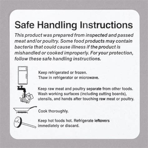 noble products    safe food handling instructions permanent label