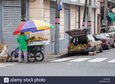 fruit vendor on the street in santo domingo domnican republic stock