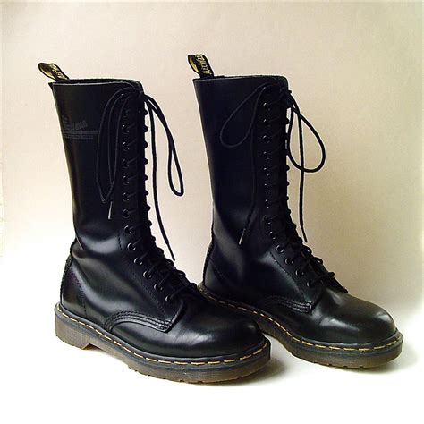 vintage  martens air wair tall black leather combat boots