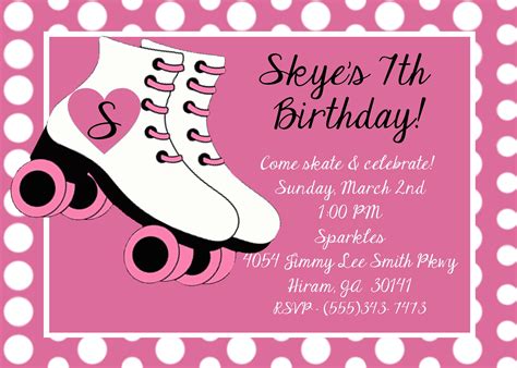 invitation  created   skating birthday party birthday