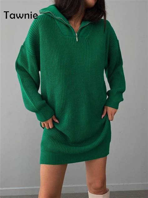 Tawnie 2022 Autumn Winter Knitted Women S Sweaters Dress Loose Long