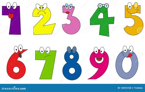 funny numbers cartoon style royalty  stock  image