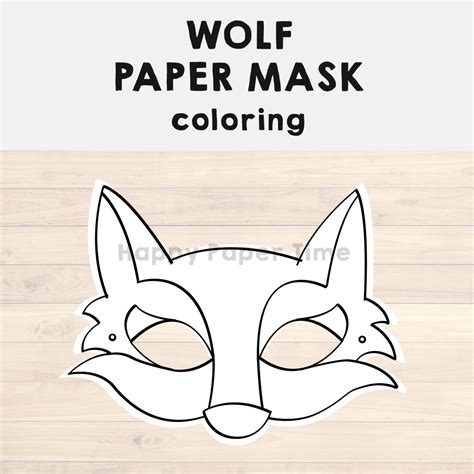 wolf paper mask printable woodland forest animal coloring craft