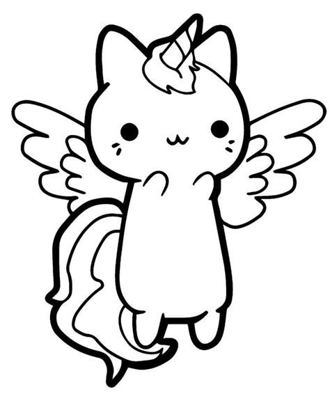 kawaii unicorn cat coloring page  printable coloring pages  kids