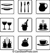 Tableware Etiquette Outline Silhouette Vector sketch template