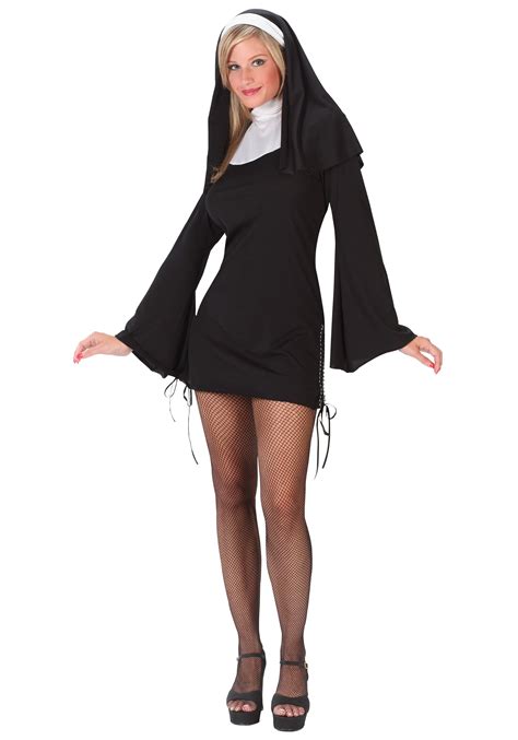 Naughty Nun Costume W Dress And Headpiece Sexy Halloween