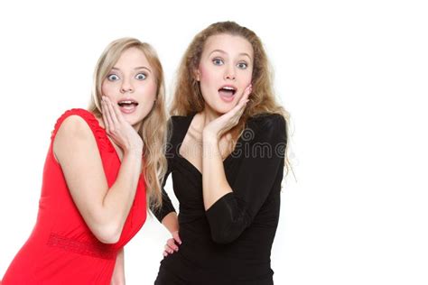 two surprised girls stock image image of gossip beauty 13853629