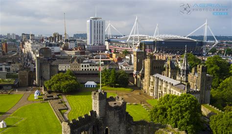cardiff castle  aerial photography wales