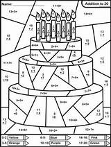 Birthday Color Cake Addition Code Illuminate Teach Created sketch template