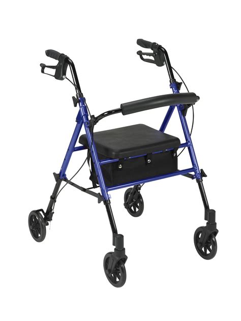 drive medical adjustable height rollator rolling walker   wheels blue walmartcom