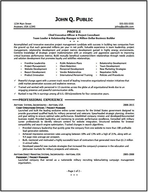 executive project manager  resume clinic