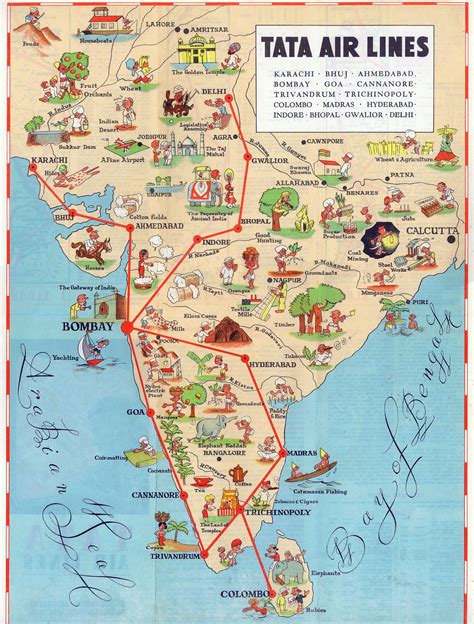 detailed tourist illustrated map  india india asia mapsland