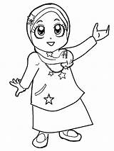 Mewarnai Anak Muslimah Tk Perempuan Paud Islami Cantik Alquranmulia Ayo Wanita Cerita Gampang Belajar sketch template