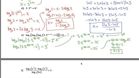 log equations worksheet youtube