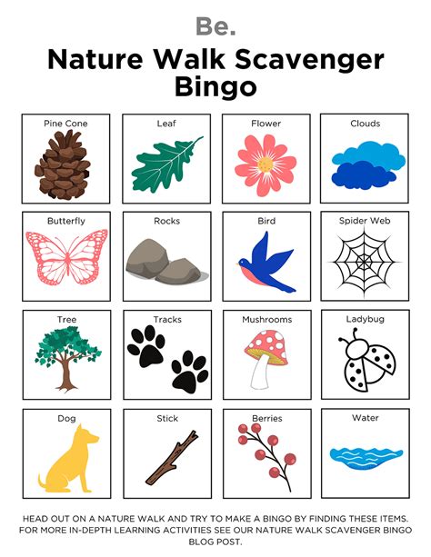 nature walk scavenger hunt activity   printable