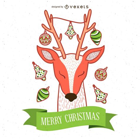 christmas deer illustration vector