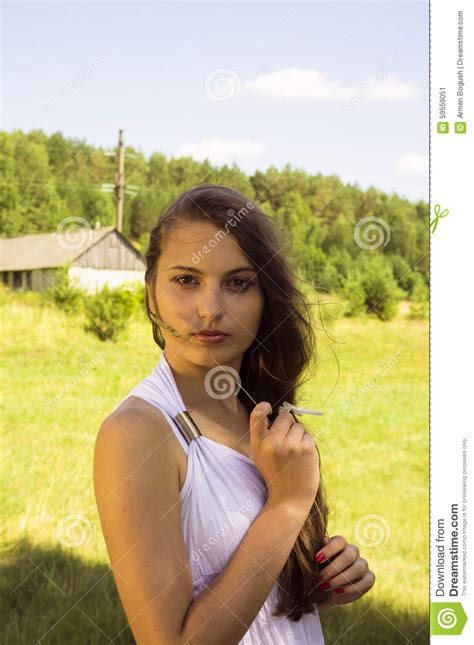 teen girl dressed in casual short dress stock image image 59559051