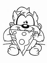 Coloring Looney Tunes Baby Taz Pizza Pages Eating Kids Tasmanian Devil Stencils Clipart Sheets Disney Cartoon Cliparts Color Stencil Bunny sketch template