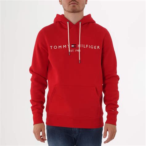 tommy hilfiger tommy logo hoodie red haute mwmw