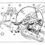 Santa Sleigh Coloring Claus Christmas His Pages Reindeers Hellokids Race sketch template
