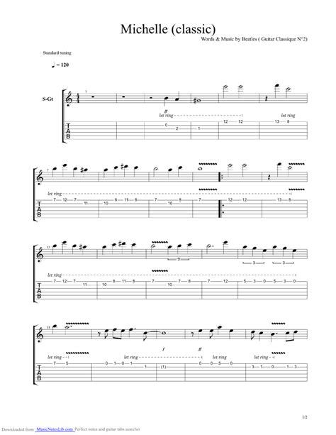 michelle classic guitar pro tab by beatles