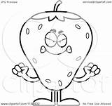 Mascot Strawberry Mad Cartoon Outlined Coloring Vector Thoman Cory Clipart Royalty sketch template