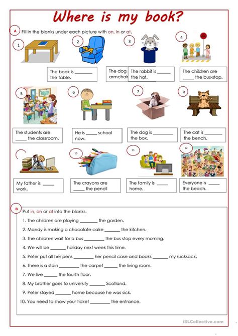preposition  place english esl worksheets  distance learning