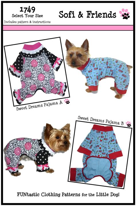 dog clothes sewing pattern  sweet dreams pajama    dog