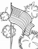 Flag Coloring Pages American Fireworks Kids sketch template