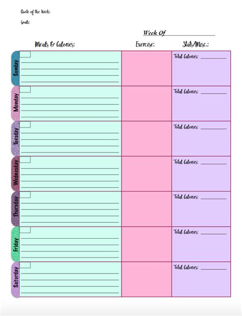 health printables food tracker exercise logs mood trackers