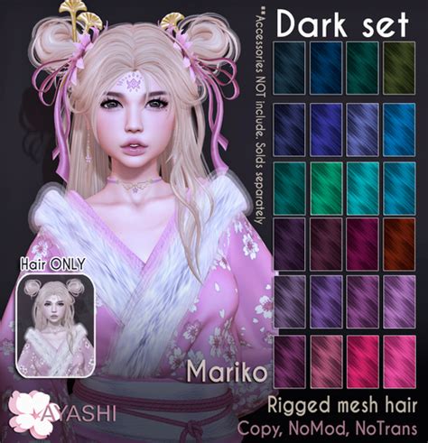 Second Life Marketplace [ Ayashi ] Mariko Hair Dark Set