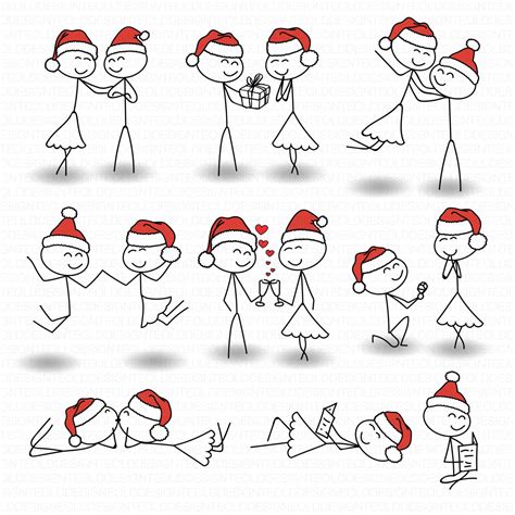 commercial  personal  christmas stick figure family clipart