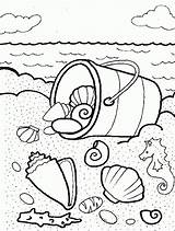 Seashells Coloring Pages Bucket Seashell Printable Kids sketch template